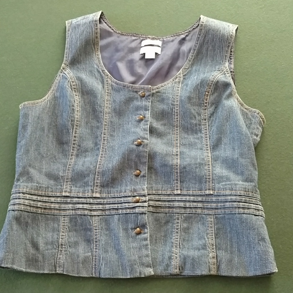 Christopher and Banks blue jean vest XL